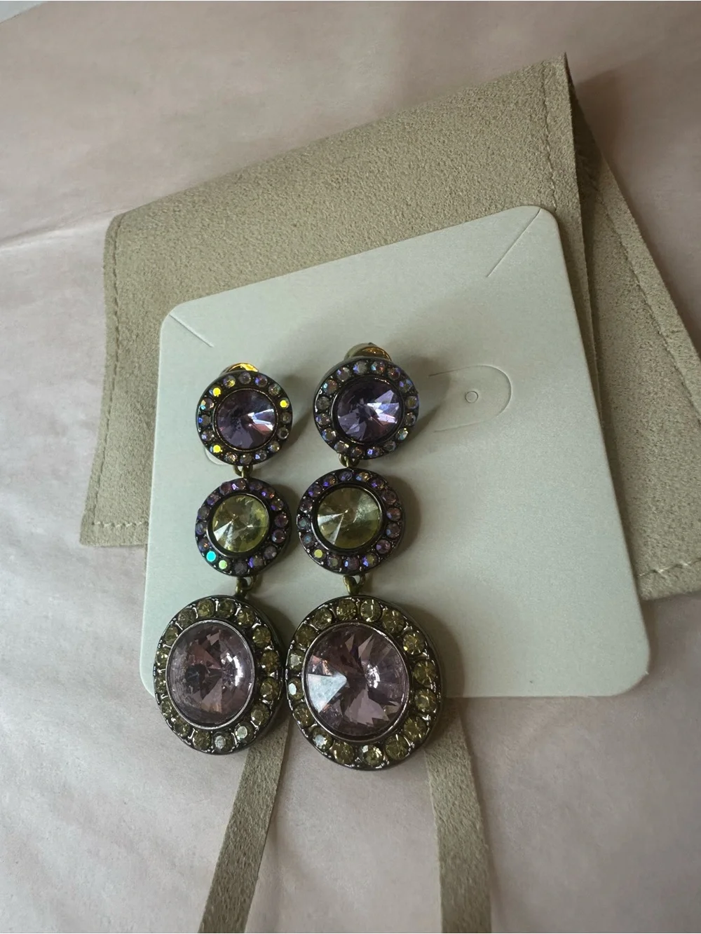 Kurt Geiger Multicolor Octavia Linear Purple Crystal Drop Earrings - Picture 5 of 7